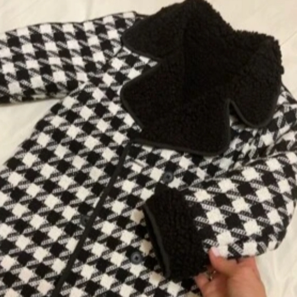 GIRLS Houndstooth Teddy lined Tweed Coat 😻🌈🤌💞 - Picture 8 of 10